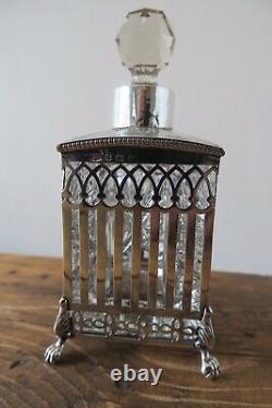 Small Cut Glass Decanter With Silver Collar & Cradle Blanckensee Birmingham 1924
