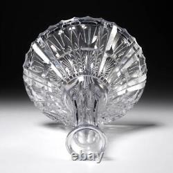 Solid Crystal Cut Glass Ships Whiskey Wine Vtg Decanter Faceted Stopper 9.75h