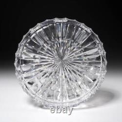 Solid Crystal Cut Glass Ships Whiskey Wine Vtg Decanter Faceted Stopper 9.75h
