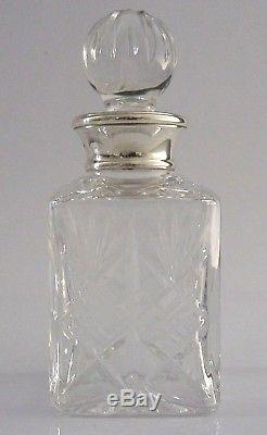 Solid Sterling Silver Cut Glass Whisky Decanter Noggin 1997 English