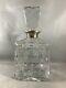 Square Cut Glass Decanter With R&d Stamped Silver Neck Piece (ct)