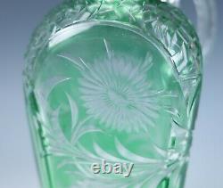 Stevens & Williams Green Cut to Clear Engraved Decanter Brilliant Period Glass