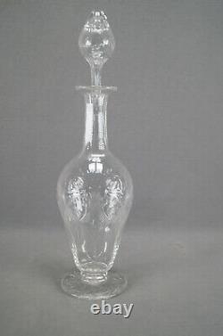 Stevens & Williams Intaglio Engraved Floral Scrollwork & Arches Glass Decanter