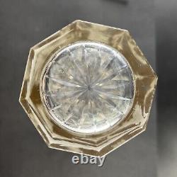 Stunning Antique Panel Cut Glass with Intricate Intaglio Flower 11 3/8 Decanter