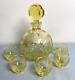 Stunning Bohemia Moser Liquor Decanter + Five Glasses Heavy Cut &faceted Crystal