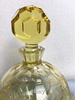 Stunning Bohemia Moser Liquor Decanter + Five Glasses Heavy Cut &Faceted Crystal
