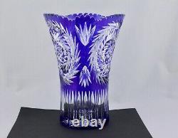 Stunning Bohemian Cut To Clear Cobalt Blue Vase Mint