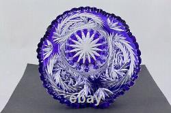 Stunning Bohemian Cut To Clear Cobalt Blue Vase Mint