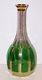 Stunning Huge Moser Bohemian Green Cut To Clear Cabochon Gilded Decanter/bottle
