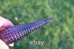 Stunning Purple Hobnail Diamond Cut Genie Bottle Decanter 1960s Glass Empoli MCM