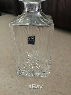 Stunning Royal Scot 3 Crystal Decanter Tantalus With Working Key