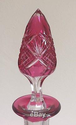 Stunning Ruby Cut to Clear Overlay 17 Decanter