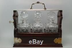 Stunning Vintage Tantalus with lock and key in Silver plate 3 decanters