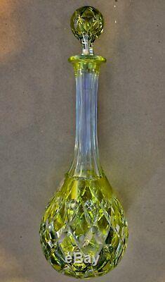 Stunning Vintage Val St. Lambert Citron Art Glass Cut Crystal Decanter