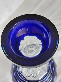 Stunning Waterford Clarendon Crystal Cobalt Blue Cut To Clear Decanter w Stopper
