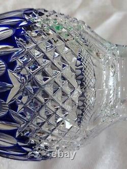 Stunning Waterford Clarendon Crystal Cobalt Blue Cut To Clear Decanter w Stopper