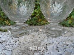 Stunning pair of Georgian 19thc antique cut glass crystal decanters square foot