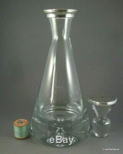 Superb Sterling Silver Mounted Crystal Glass Decanter Modernist Design