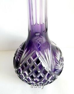 TALL decanter with lilac color cut to clear St louis style cut