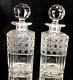 Tantalus Liquor Bottles English Cut Glass Orig Stoppers Pair Cane Cutting
