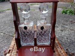 TWO HAND CUT DECANTER TANTALUS SET Fine Quality Lead Crystal Glass