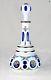 Tall Bohemian Hand Painted Glass With Gold Trim White Cut To Blue Decanter