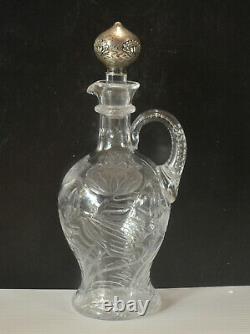 Theodore B Starr Sterling Silver Stopper And Cut Glass Decanter Or Jug