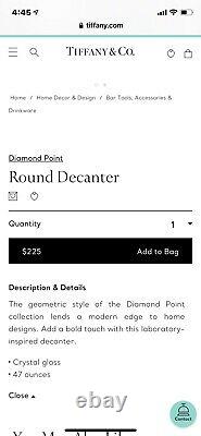 Tiffany & Co. New, Pristine, In Box, Cut Crystal Diamond Point Round Decanter