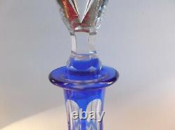 Traub by Nachtmann Blue Cut to Glass Decanter with 5 various colors Cordials