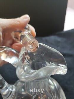 Trefoil Spout Oil Cruet, American Brilliant Period Cut glass Signed FRY Poppy