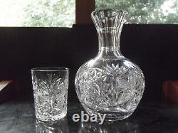 Tumbler Carafe Decanter American Brilliant Cut Glass Crystal Palm Tree Taylor Br