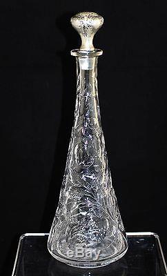 Tuthill Hawkes ABP cut glass Strawberry Decanter Gorham Sterling stopper Rare