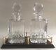 Twin Decanter Gallery Tray With Two Cut Lead Crystal Decanters