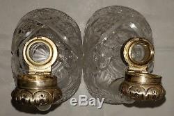 Two 1891 J. Hoare American Brilliant Cut Glass Decanters W Gorham Sterling Tops