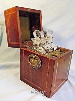 Unusual Inlaid Mahogany Decanter Box/Tantalus C1890