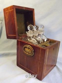 Unusual Inlaid Mahogany Decanter Box/Tantalus C1890