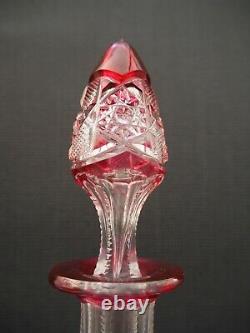 VAL SAINT LAMBERT Belgian antique Decanter Cut Crystal 16.14 tall