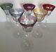 Val St. Lambert Osram 7 1/2 Wine Glasses Cut To Clear Colored Crystal Retired