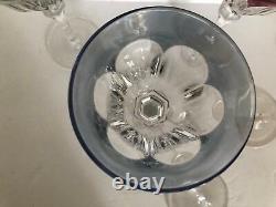 VAL ST. LAMBERT OSRAM 7 1/2 WINE GLASSES Cut to Clear Colored CRYSTAL RETIRED