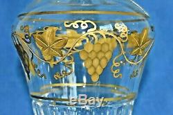 VAL ST LAMBERT Pampre D'Or Gold Grape Leaves Art Glass Port Wine Decanter Bottle