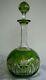 Very Rare French Baccarat Crystal Decanter Carafe Green Cut To Clear, Ca 1900