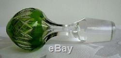 VERY RARE French Baccarat Crystal Decanter Carafe Green Cut to Clear, ca 1900