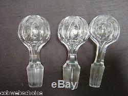 Victorian Three Crystal Cut Glass Decanter Set In Silver Plate Stand Quality
