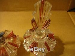 VINTAGE FRENCH ANTIQUE PERFUME AND POWDER CUT GLASS DECANTERS IN A SET