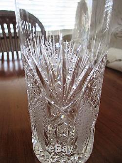 Vintage Heavy Cut Crystal Elegant Decanter Stopper And 6 Highball Glasses Set