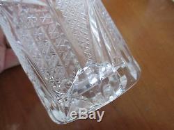 Vintage Heavy Cut Crystal Elegant Decanter Stopper And 6 Highball Glasses Set