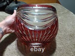 VINTAGE NACHTMANN CRYSTAL LARGE BOWL RED RUBY CUT TO CLEAR, 8. Thick