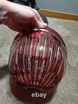 VINTAGE NACHTMANN CRYSTAL LARGE BOWL RED RUBY CUT TO CLEAR, 8. Thick