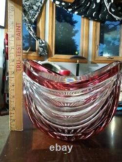 VINTAGE NACHTMANN CRYSTAL LARGE BOWL RED RUBY CUT TO CLEAR, 8. Thick