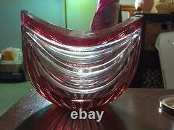 VINTAGE NACHTMANN CRYSTAL LARGE BOWL RED RUBY CUT TO CLEAR, 8. Thick